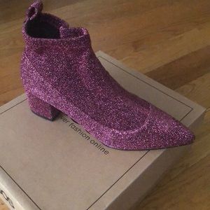 ASOS pink glitter sock booties